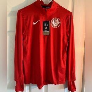 Nike Team USA Olympic Element Dri-Fit 1/4 Zip Running Shirt Womens S DH4836-611